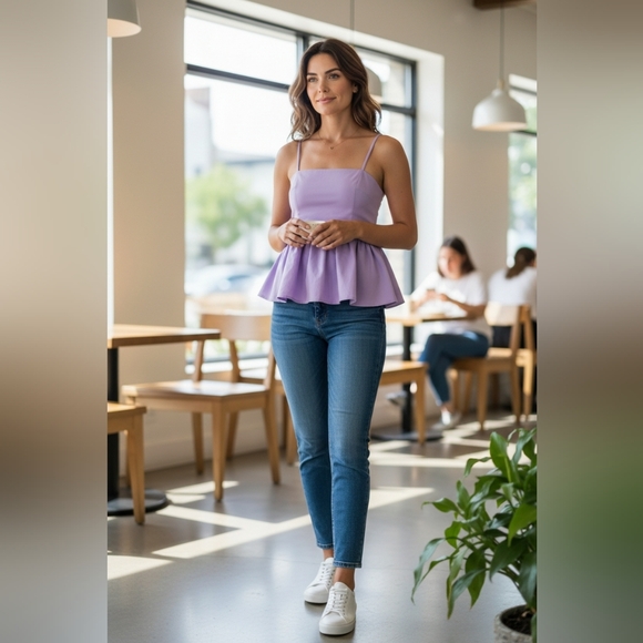 Shein Mod Lavender womans Size 8 medium Bow Tie‎ Blouse Women  100% Polyester - Picture 2 of 10